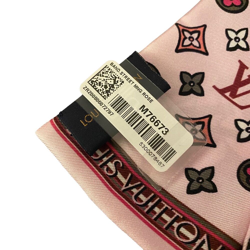 Louis Vuitton Street Monogram Bandeau Scarf Rose New Colorful RARE Graffiti - Picture 5 of 9